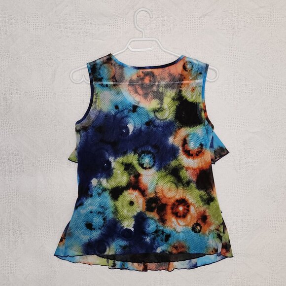Tie Dyed Ruffled Tiered Sleeveless Blouse - Picture 5 of 7